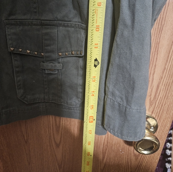 Democracy Womens Military Boho Jacket Studded Cargo Lace Back 100% Cotton! - Picture 8 of 8